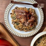 Slow-roasted Pork Shoulder with Cozy Mushroom and Pecorino Barley